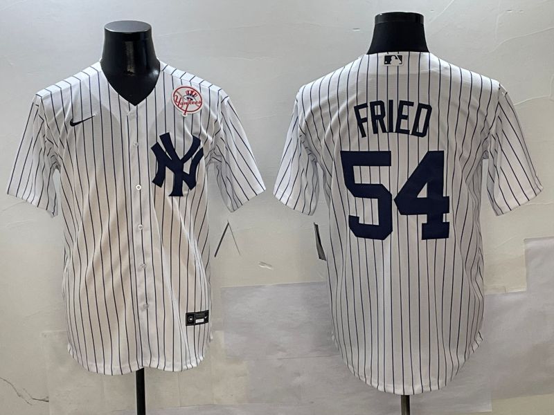 Men New York Yankees #54 Fried White Stripe Game Nike 2025 MLB Jersey style 5->pittsburgh pirates->MLB Jersey